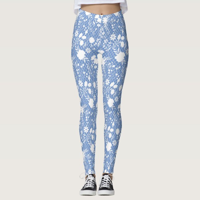 Leggings Fleurs sur net 01.bx4 Lblue BG (Devant)