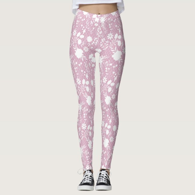 Leggings Fleurs sur net 01.bx4 Lpink BG (Devant)