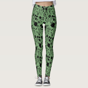 Leggings Fleurs sur net 01.wx4 vert BG