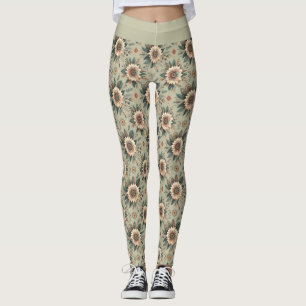 Leggings Fleurs sur sauge
