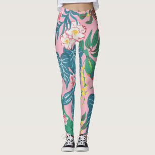 Leggings Fleurs tropicales Abstraites, motif de guache pein