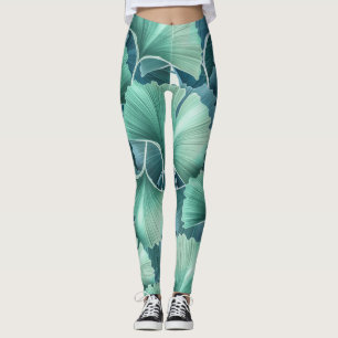Leggings Fleurs tropicales, feuilles, arrière-plan sans cou