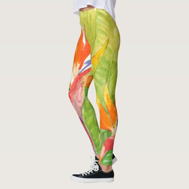 Leggings Fleurs tropicales | Oiseau du paradis (Gauche)