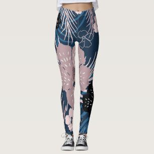 Leggings Fleurs tropicales Palm Texture Feuille