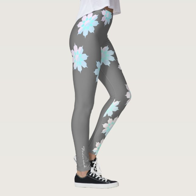 Leggings Fleurs Turquoise Couleurs Pastel (Droite)