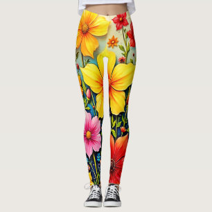 Leggings Fleurs Vibrantes : Jardin de Joie Art