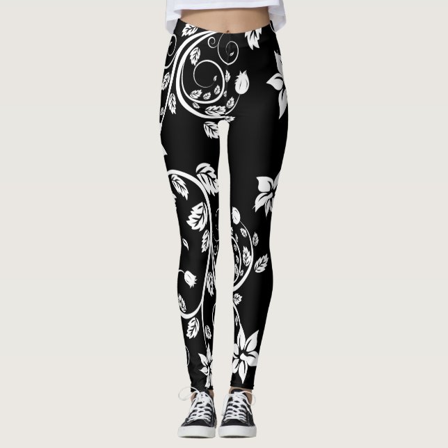 Leggings Fleurs Vintages Fille mignonne (Devant)