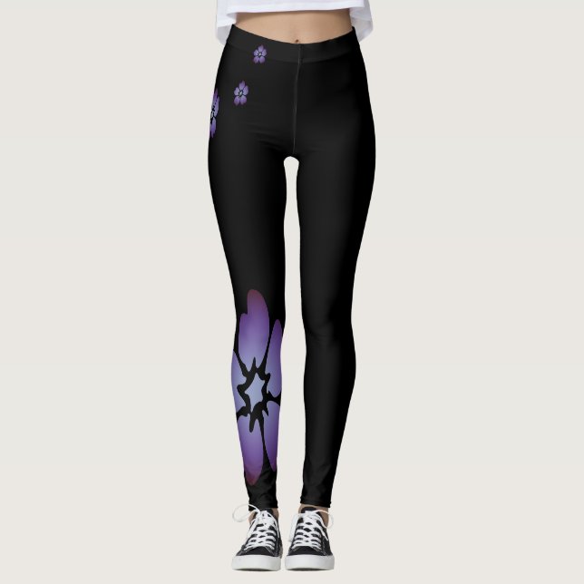 Leggings Fleurs violettes (Devant)