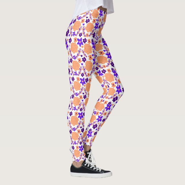 Leggings Fleurs violettes Et Oranges (Droite)