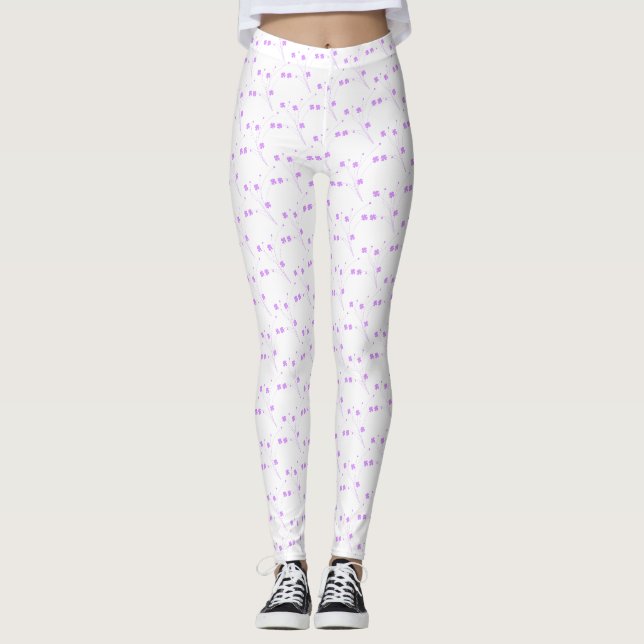 Leggings Fleurs violettes Lilac, Petite Impression Florale  (Devant)