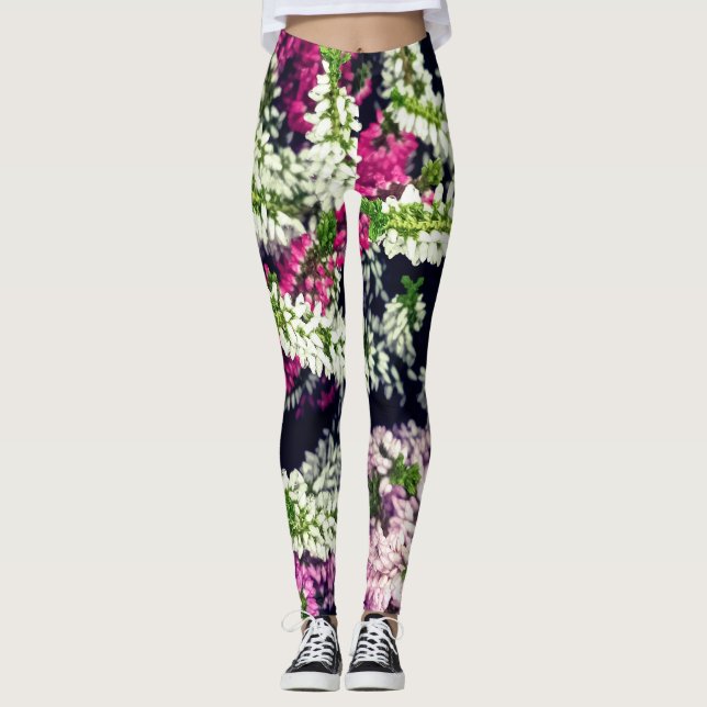 Leggings Fleurs violettes, roses et blanches (Devant)