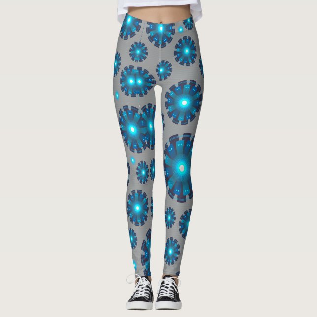 Leggings Flocon de neige bleu et gris (Devant)