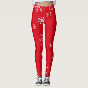 Leggings Flocon de neige illustratif rouge blanc