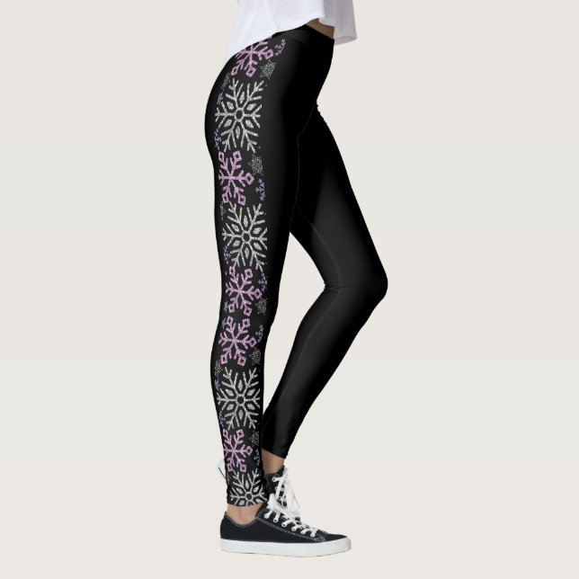 Leggings Flocon de neige Noël violet argent (Droite)