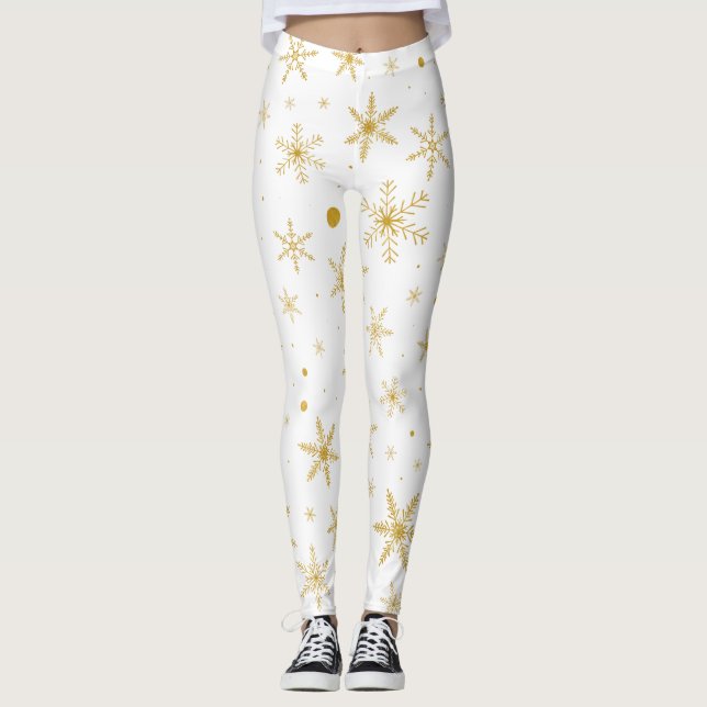 Leggings Flocon de neige Twinkle 3 -Or & Blanc- (Devant)