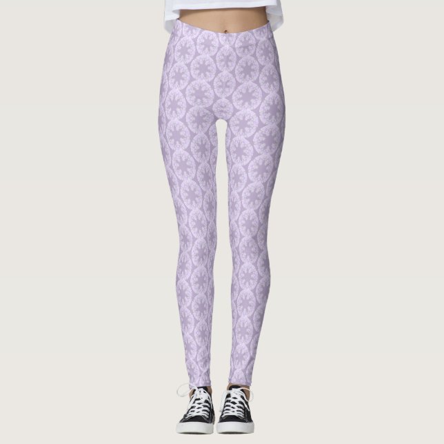 Leggings flocon de neige violet clair et coeur étincelant (Devant)