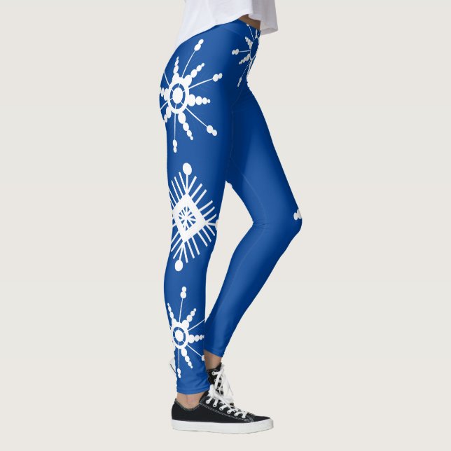 Leggings Flocons de neige Mélange Géométrique Bleu (Droite)