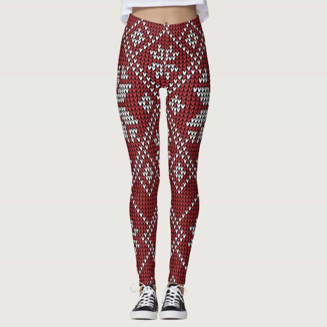Leggings Flocons de neige rouges (Devant)