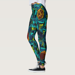Leggings Flor virtuel em azul gradiente, estilhaçada