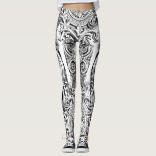 Leggings Floraison noire et blanche