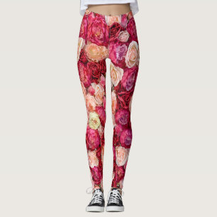 Leggings Floraison printanière pleine de pivoines blanches