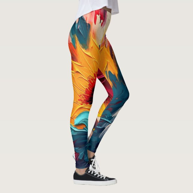 Leggings Floraison radieuse – Expression florale abstraite  (Droite)