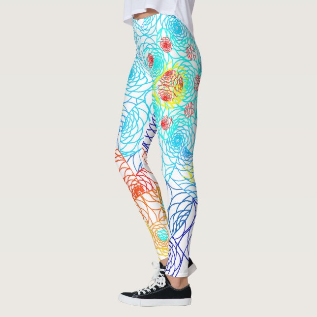Leggings Floral bleu et rouge (Gauche)