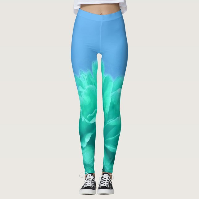 Leggings Floral bleu-vert coloré (Devant)