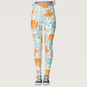 Leggings Floral Coral Mint Vert Bleu Art Déco Motif