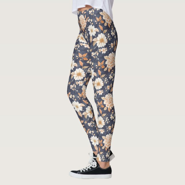 Leggings Floral de crème marine d'automne (Gauche)