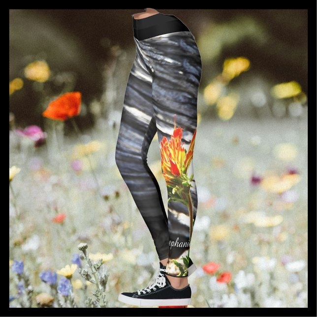 Leggings Floral de pinceau indien avec nom personnalisé (Créateur téléchargé)