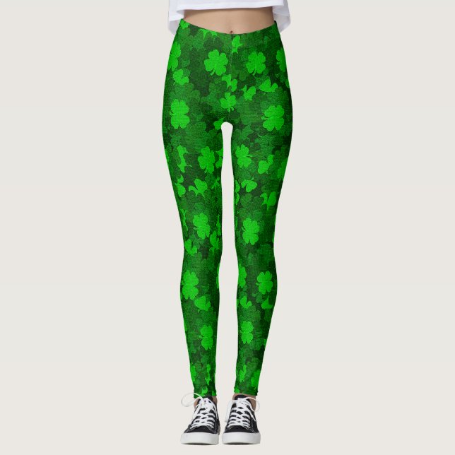 Leggings Floral de trèfle à quatre feuilles moderne (Devant)