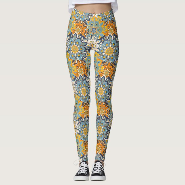 Leggings Floral décoratif/Mandala (Devant)