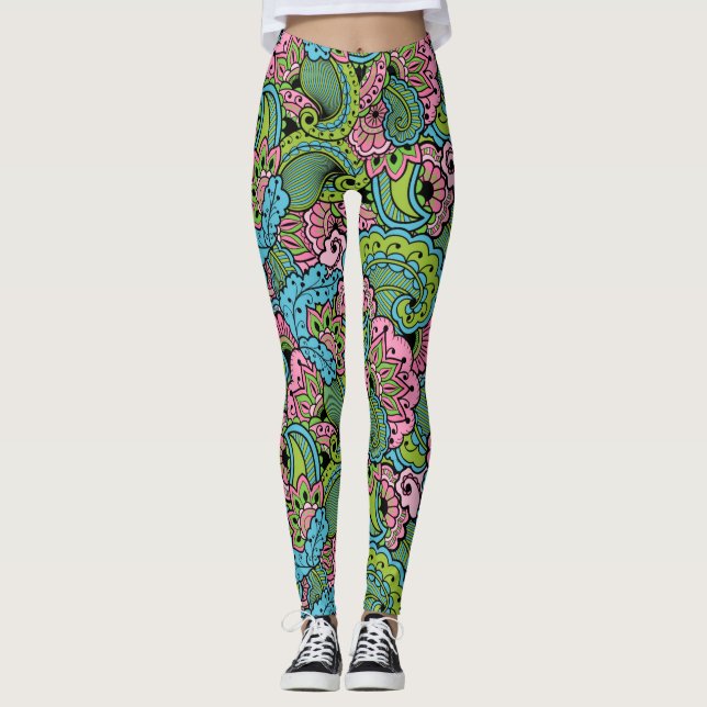 Leggings Floral décoratif/Mandala (Devant)