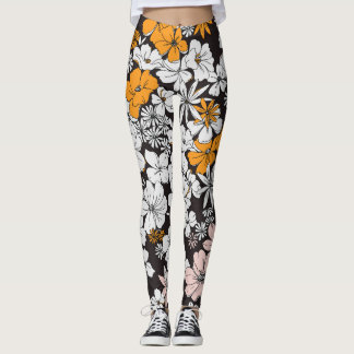 Leggings Floral Ditsy : Arrière - plan foncé coloré.