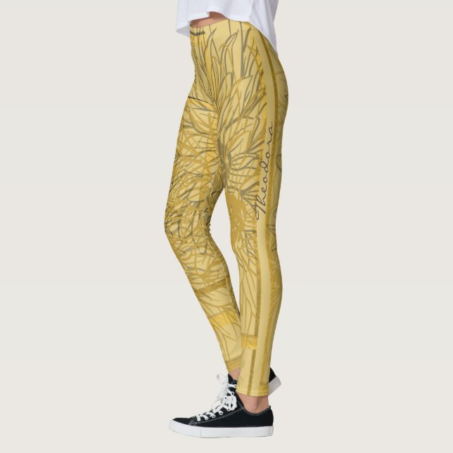 Leggings Floral doré Abstrait (Gauche)