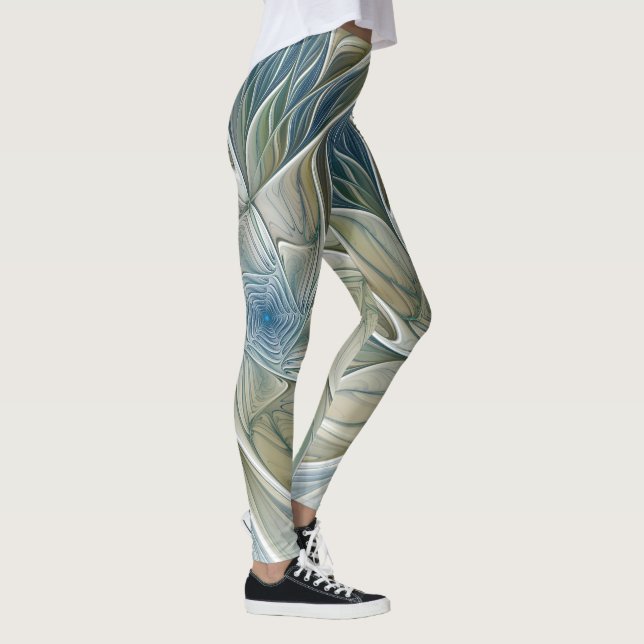 Leggings Floral Dream Motif Abstrait Blue Khaki Fractal (Droite)