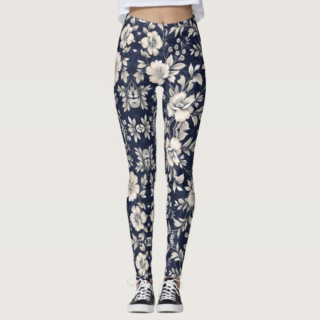 Leggings Floral en bleu (Devant)