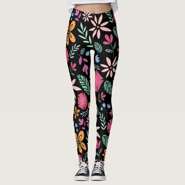 Leggings Floral Et Glamour Sans Mer Motif Naturel (Devant)