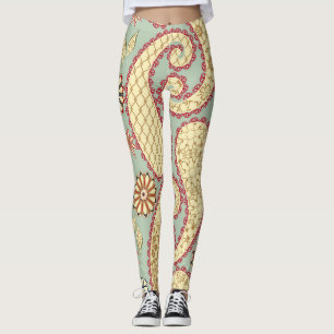 Leggings Floral ethnique, cachemire style vintage.