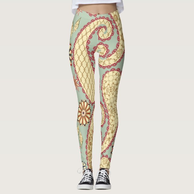 Leggings Floral ethnique, cachemire style vintage. (Devant)