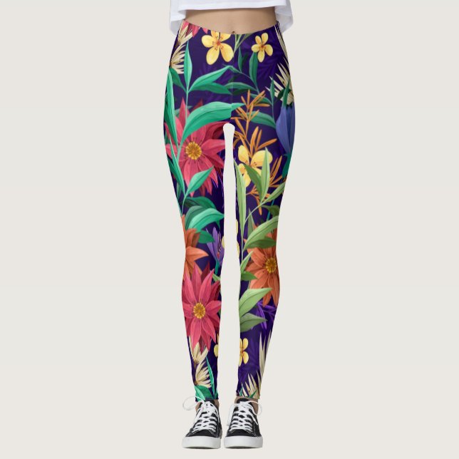 Leggings Floral Exotic Flowers Motif-23004 (Devant)