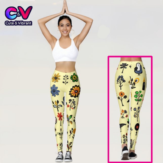 Leggings Floral folk coloré et oiseaux (Créateur téléchargé)