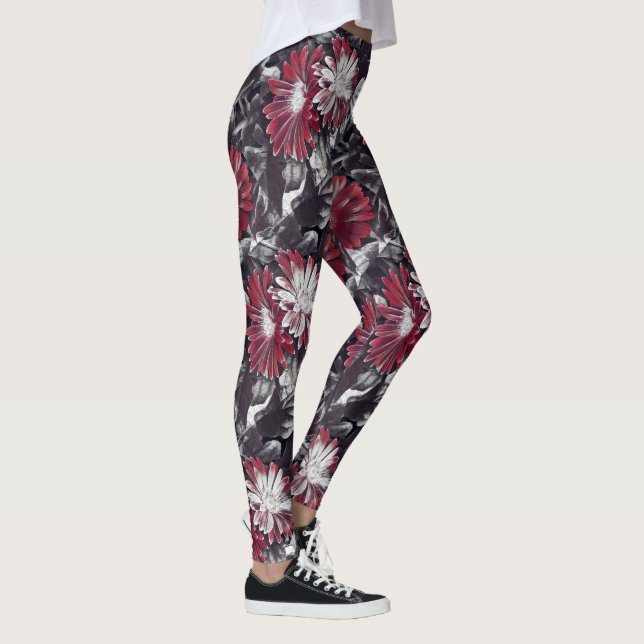 Leggings Floral génial en rouge et noir audacieux (Droite)