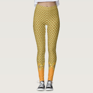 Leggings Floral géométrique orange rétro