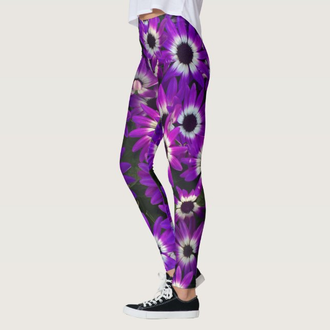 Leggings Floral Jardin violet brillant Fleurs de photos (Gauche)