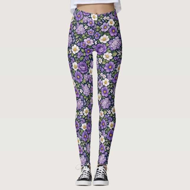 Leggings floral lilas (Devant)