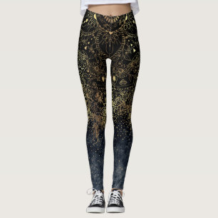 Leggings Floral Mandala or bleu