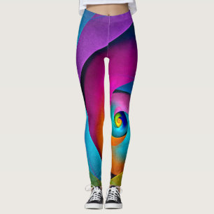 Leggings Floral moderne Art Abstrait rose Bleu Motif #17