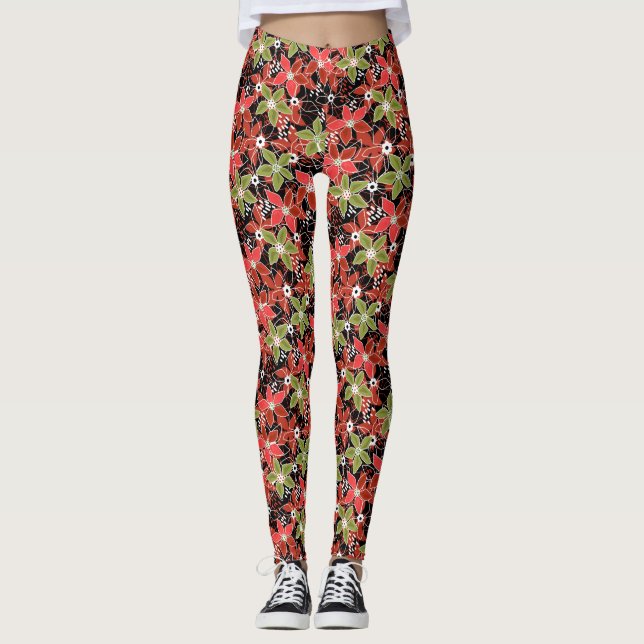 Leggings Floral multicolored sketch retro autumn  (Devant)